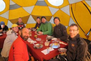 Eating Dinner in a tent Kilimanjaro