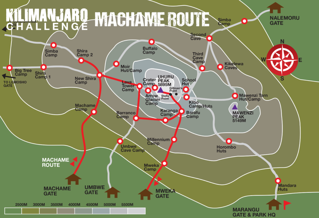 Kilimanjaro Machame Route Map