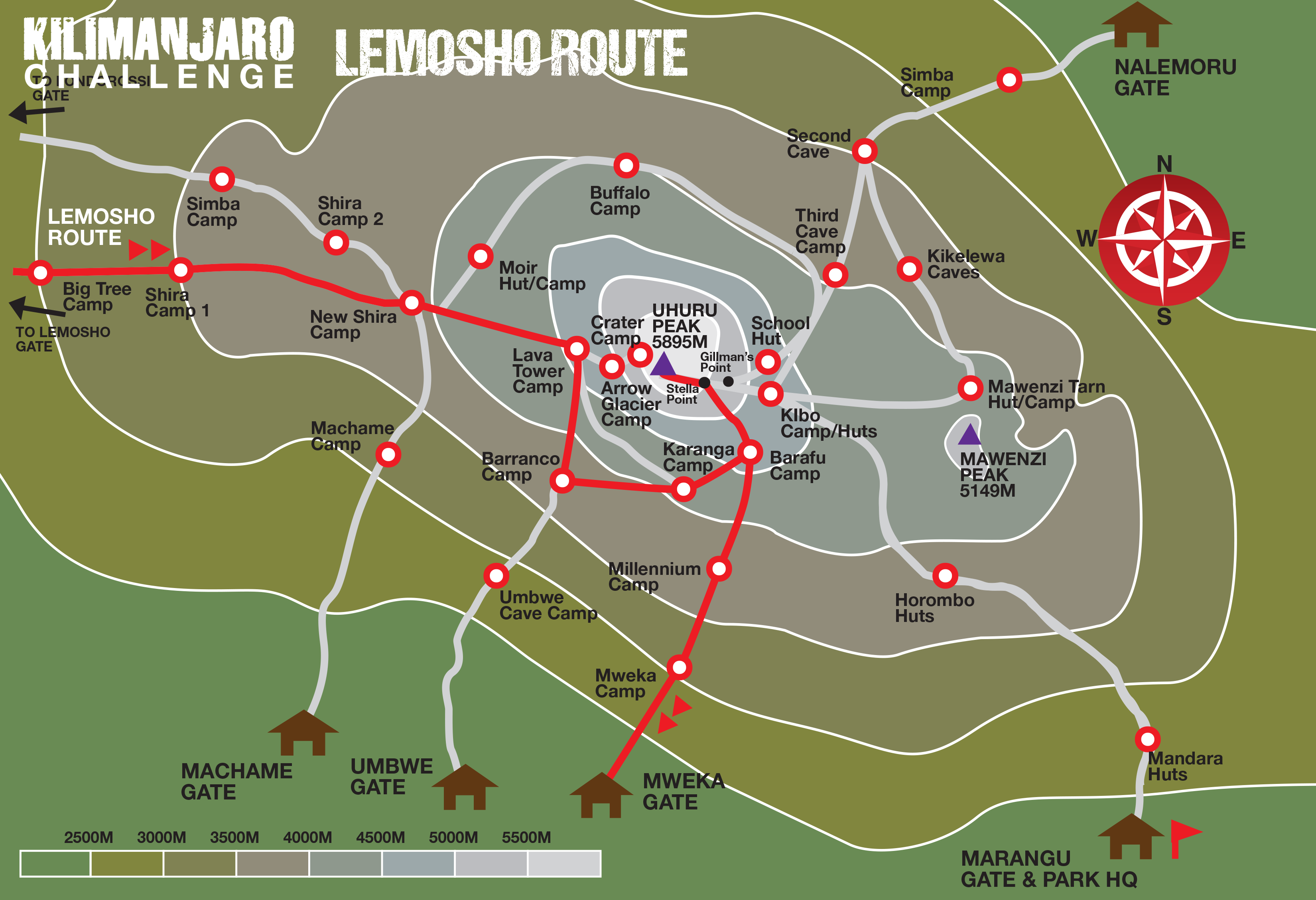 Kilimanjaro Lemosho Route Map