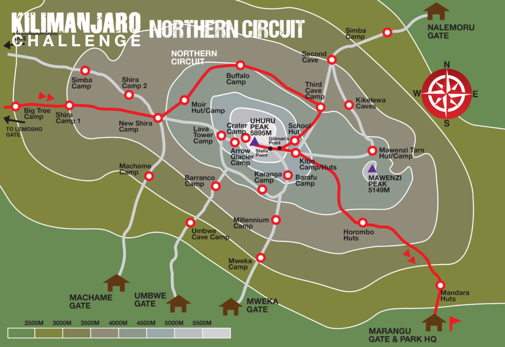 Northern Circuit Map Kilimanjaro